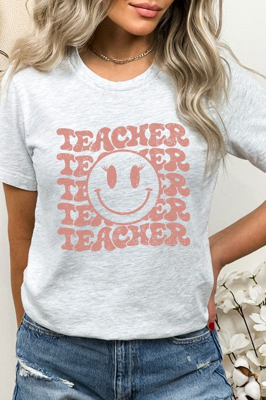 Teacher Lash Smiley Face School Graphic Tee | S-XL