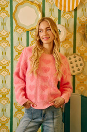 Pink Fuzzy Heart Sweater | S-XL