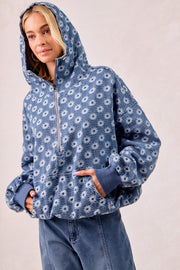 Daisy Denim Zip Pullover | S-XL