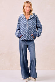 Daisy Denim Zip Pullover | S-XL