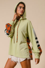 Retro Lime Plaid & Stripes Hooded Pullover | S-XL