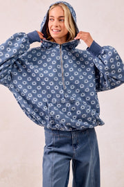 Daisy Denim Zip Pullover | S-XL