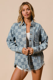 Denim Checkered Shacket | S-XL