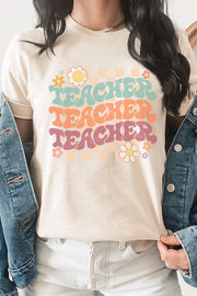 Checkered Pastel Teacher Echo Floral Graphic Tee | S-XL