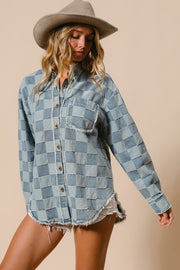 Denim Checkered Shacket | S-XL