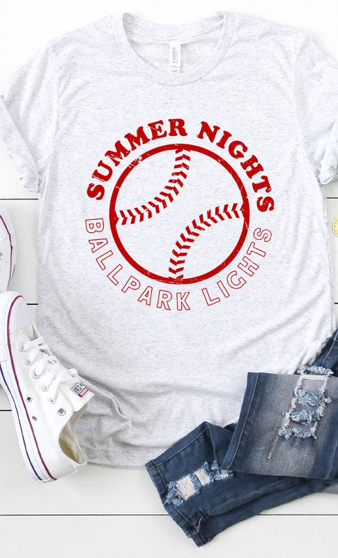 Summer Nights and Ballpark Lights Baseball Graphic | S-XL