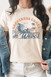 Happiness Comes In Waves Surf Graphic Tee | S-XL