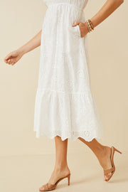 White Cap Sleeve Eyelet Dress | S-L