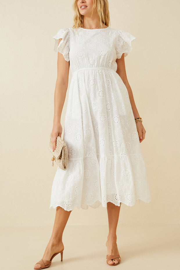 White Cap Sleeve Eyelet Dress | S-L