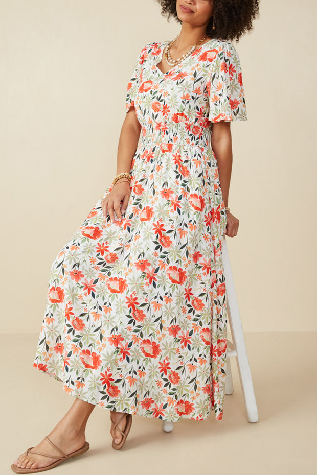 Red & Bold Floral Maxi Dress | S-3XL