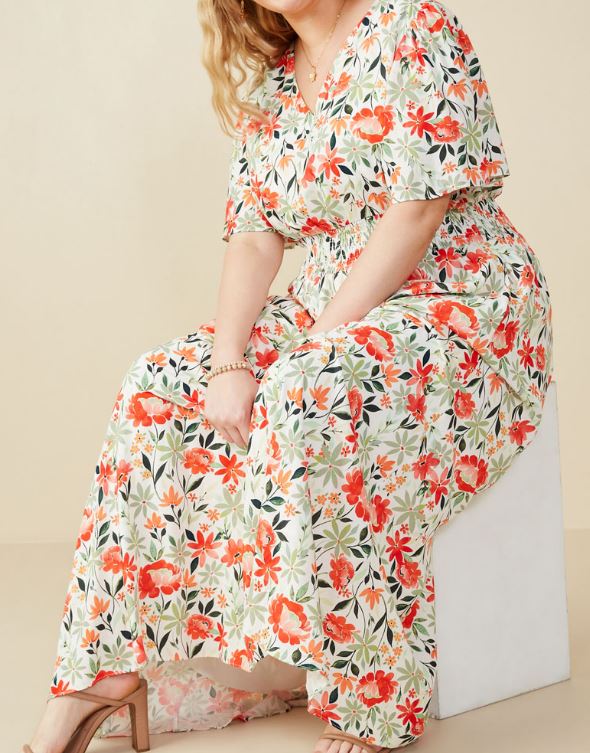 Red & Bold Floral Maxi Dress | S-3XL