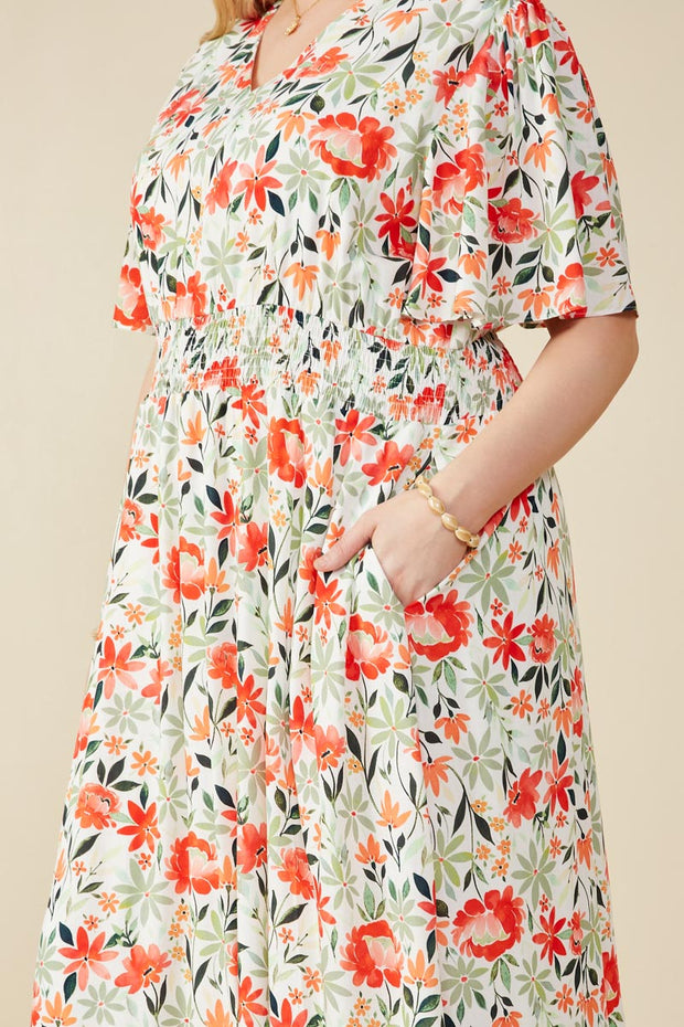 Red & Bold Floral Maxi Dress | S-3XL