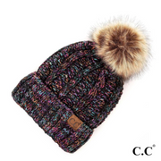 C.C® Chunky Knit Faux Fur Pom Beanie | 19 COLORS