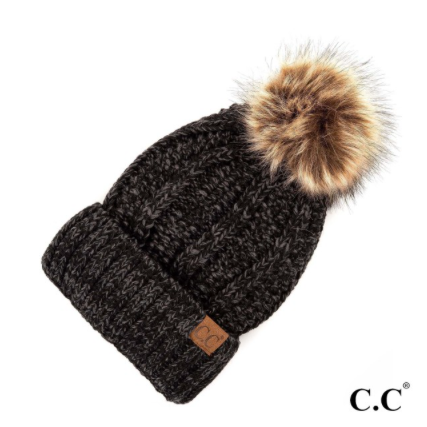 C.C® Chunky Knit Faux Fur Pom Beanie | 19 COLORS