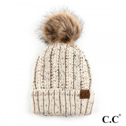 C.C® Chunky Knit Faux Fur Pom Beanie | 19 COLORS