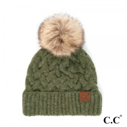 C.C® Basket Weave Pom Beanie | 8 COLORS