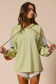Retro Lime Plaid & Stripes Hooded Pullover | S-XL