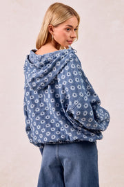 Daisy Denim Zip Pullover | S-XL