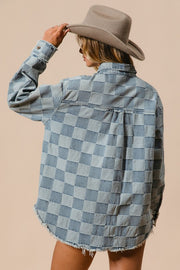 Denim Checkered Shacket | S-XL