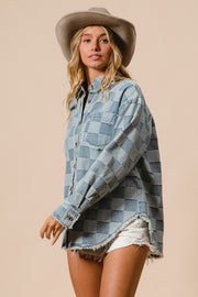 Denim Checkered Shacket | S-XL