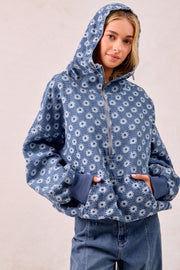 Daisy Denim Zip Pullover | S-XL