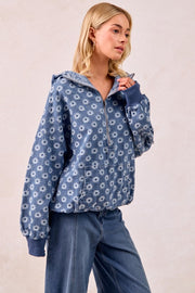 Daisy Denim Zip Pullover | S-XL