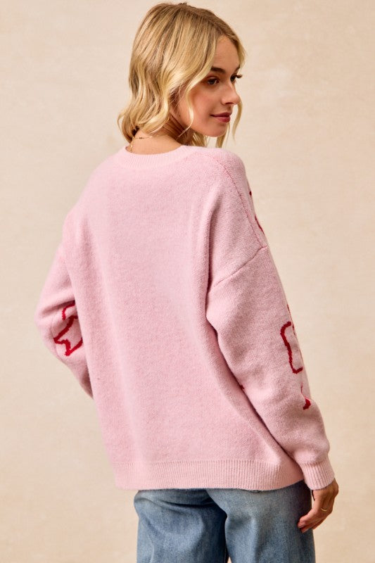 Pink & Red Bow Sweater | S-XL