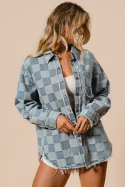 Denim Checkered Shacket | S-XL