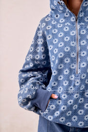 Daisy Denim Zip Pullover | S-XL
