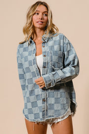 Denim Checkered Shacket | S-XL