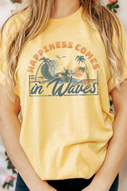 Happiness Comes In Waves Surf Graphic Tee | S-XL