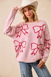Pink & Red Bow Sweater | S-XL