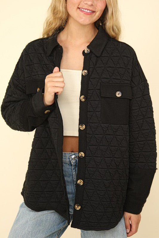 Black Quilted Vintage Vibe Shacket | S-L