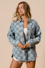 Denim Checkered Shacket | S-XL