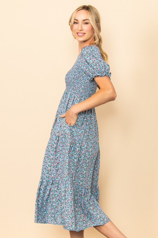 Robin Egg Blue Floral Dress | S-L