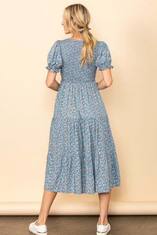 Robin Egg Blue Floral Dress | S-L