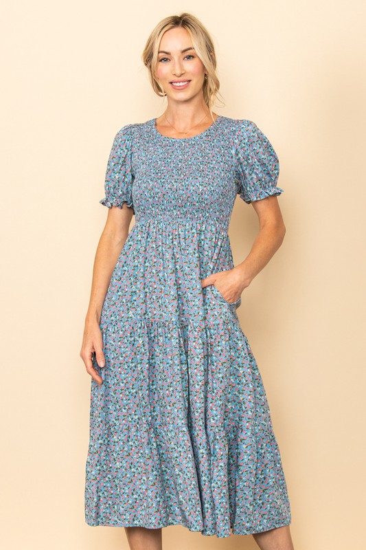 Robin Egg Blue Floral Dress | S-L