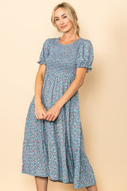 Robin Egg Blue Floral Dress | S-L