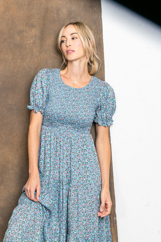 Robin Egg Blue Floral Dress | S-L