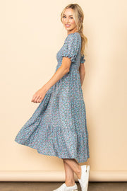 Robin Egg Blue Floral Dress | S-L