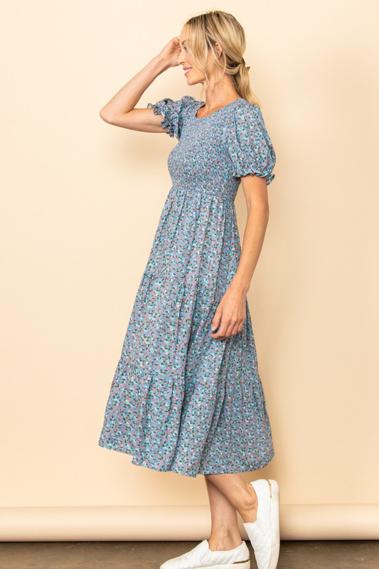 Robin Egg Blue Floral Dress | S-L