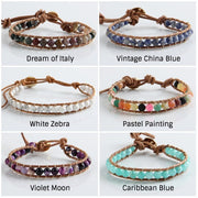 Boho Leather Beaded Bracelet | 32 colors
