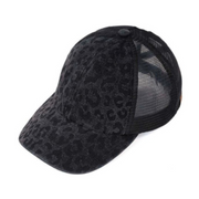 Leopard Print C.C.® Messy Bun Trucker Hat | 3 Colors