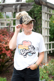Leopard Print Distressed C.C® Criss-Cross Messy Bun Trucker Hat | 2 PRINTS