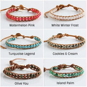 Boho Leather Beaded Bracelet | 32 colors